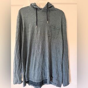 Men’s Blue Striped Quicksilver Hoodie Sz L Sport Skateboard Stretch Active